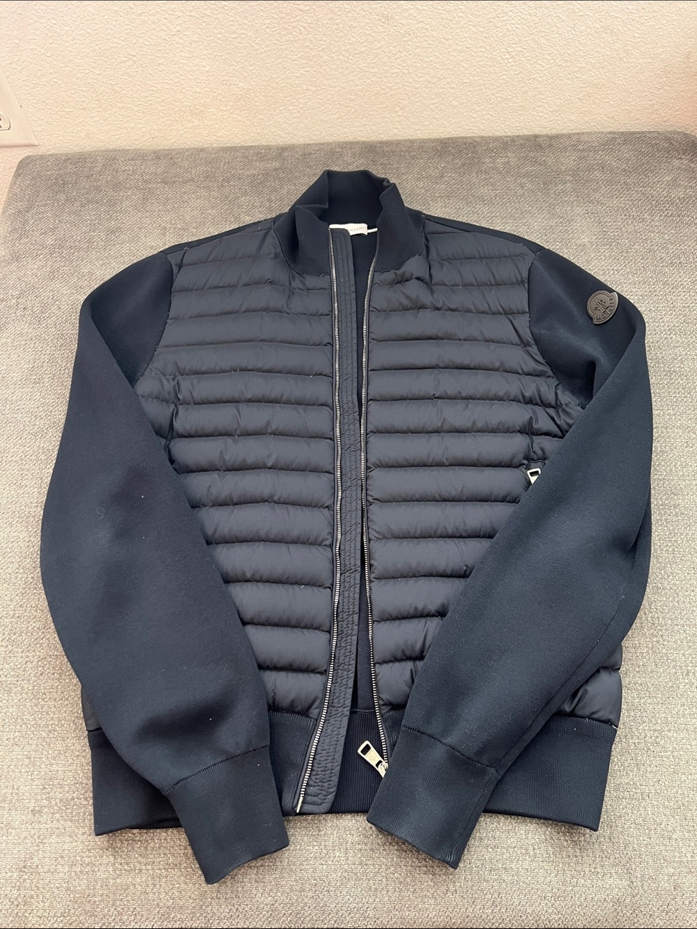 Moncler Navy Ribbed Collar Jacket